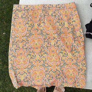 J Crew Paisley Pencil Skirt
